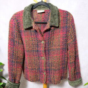 Weave of the Irish Wool Blend Plaid Jacket (Size L)